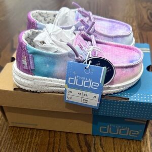 Hey Dude Kids Pastel Tie-Dye Slip-On Sneakers in Purple, Pink & Blue